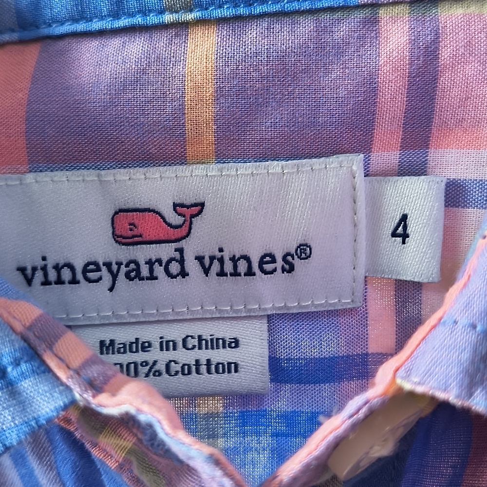 Vineyard Vines Beautiful Pink/Blue Plaid Button Down Top Nwot - Picture 4 of 5
